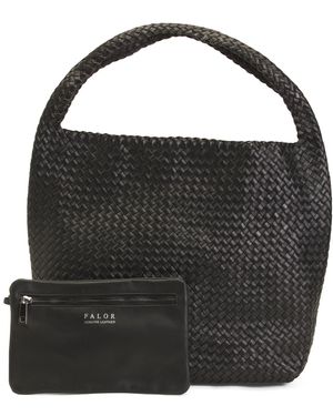 TJ Maxx Leather Woven Large Bucket Bag For - Black