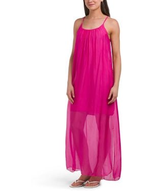 TJ Maxx Silk Blend Strappy Maxi Dress For Viscose - Pink