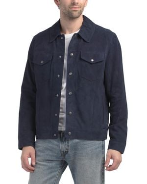 TJ Maxx Suede Trucker Jacket For Cotton/Polyester/Suede - Blue