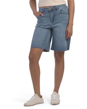 TJ Maxx High Rise Raw Hem Denim Shorts For Spandex/Cotton/Polyester - Blue