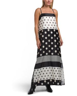 TJ Maxx Sleeveless Polka Dot Maxi Dress For Polyester - White
