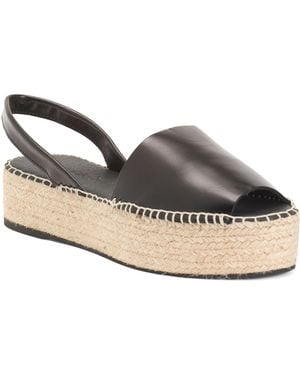 TJ Maxx Leather Espadrille Flatform Sandals For - Metallic