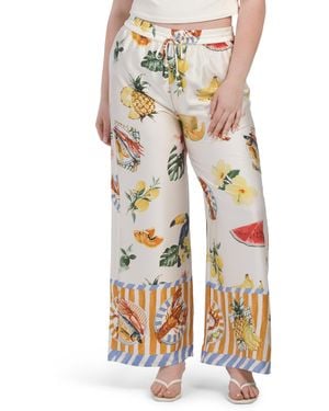TJ Maxx High Rise Pull On Wide Leg Pants For Nylon/Spandex - Natural