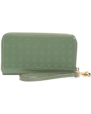 TJ Maxx Patent Leather Large Zip Around Wristlet Wallet, Leather - Green