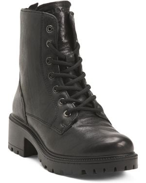 TJ Maxx Leather Laced Up Boots For - Black