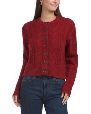 TJ Maxx Wool And Cashmere Cable Cardigan, Wool/Cashmere - Red