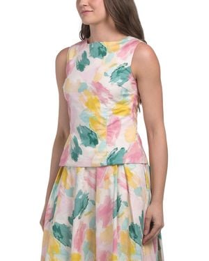 TJ Maxx Watercolor Sleeveless Top For Cotton/Polyester - White
