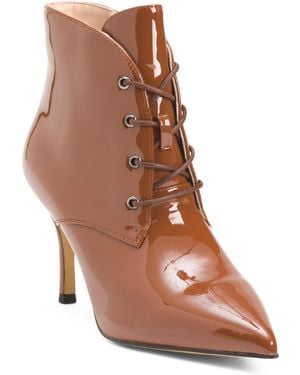 TJ Maxx Patent Leather Sorelle Heeled Lace Up Dress Booties For - Brown