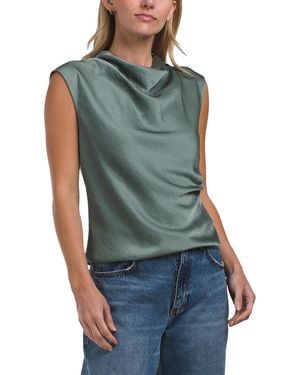 TJ Maxx Satin Drape Soft Cowl Blouse For Polyester - Blue