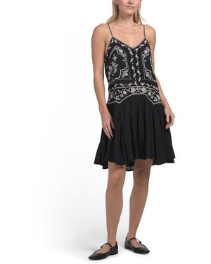 TJ Maxx Embroidered Strappy Mini Dress For Cotton/Polyester - Black