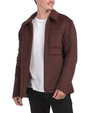 TJ Maxx Wool Blend Heathered Luxe Zip Jacket For Polyester/Wool - Purple