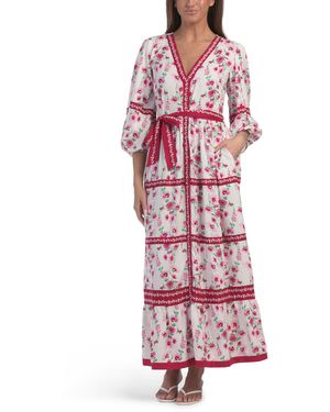 TJ Maxx Long Sleeve Floral Tiered Maxi Dress For Viscose