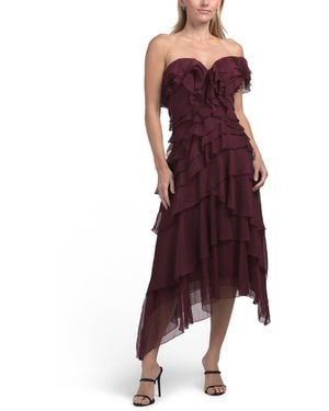 TJ Maxx Emaline Chiffon Cascade Dress For Spandex/Polyester - Purple