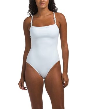 TJ Maxx Beaded Square Neck One-Piece Swimsuit For Nylon/Polyester - White