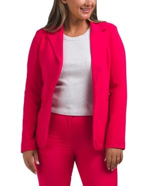 TJ Maxx Solid Classic Notch Collar Blazer, Polyester - Red