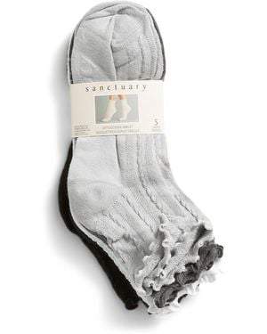 TJ Maxx 5Pk Lettuce Edge Ribbed Ankle Socks For Spandex/Polyester - Metallic