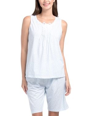 TJ Maxx 2Pc Forever Yours Pajama Top And Bermuda Shorts Set For Cotton/Polyester - White