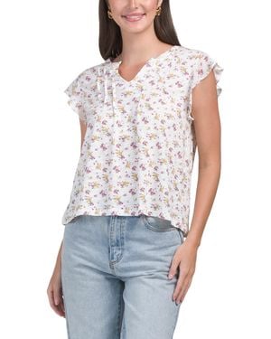 TJ Maxx Pintuck V-Neck Top For Modal/Cotton/Polyester - White