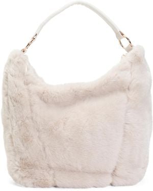 TJ Maxx Faux Fur Hobo For Leather - White
