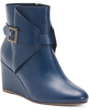 TJ Maxx Leather Whisper Wedge Booties For - Blue