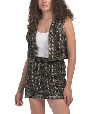 TJ Maxx Lisette Sequin Beaded Vest For Spandex/Cotton/Polyester - Black