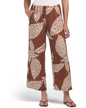 TJ Maxx Seashell Printed Cover-Up Pants For Rayon - Brown