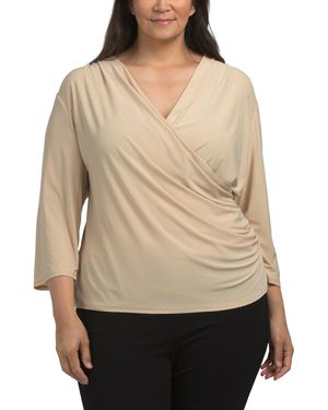 TJ Maxx Plus Ruched Side Top For Polyester - Natural