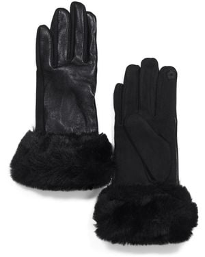 TJ Maxx Gloves With Faux Fur Cuffs For Polyester/Leather - Black