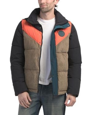 TJ Maxx Nelleke Mixed Media Puffer Jacket With Removable Sleeves, Cotton/Polyester - Black