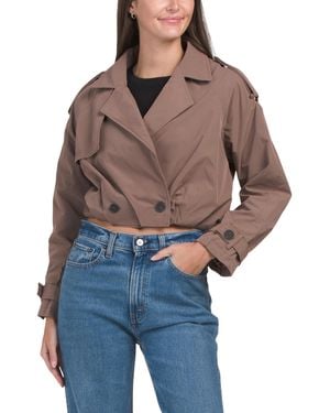 TJ Maxx Cropped Trench Jacket For Polyester - Blue