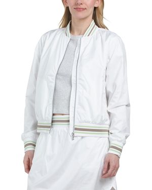 TJ Maxx Margaux Trimmed Bomber Jacket For Polyester - White