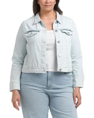 TJ Maxx Plus Ruffle Detailed Denim Jacket For Cotton - Blue