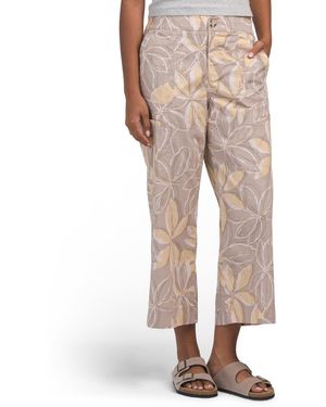 TJ Maxx Poplin High Rise Utility Wide Cropped Pants For Spandex/Cotton - Natural