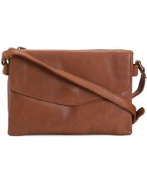 TJ Maxx Leather Asymmetrical Flap Crossbody For - Brown