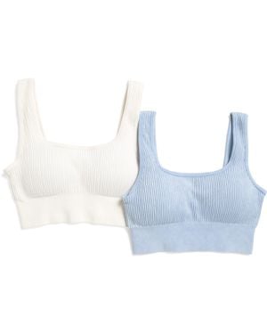 TJ Maxx 2Pk Ribbed Seamless Scoop Neck Bras With Cups For Nylon/Spandex - Blue