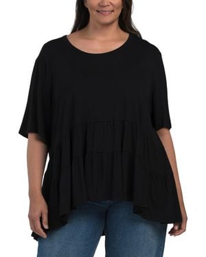 TJ Maxx Plus Short Sleeve Babydoll Top For Spandex/Rayon - Black