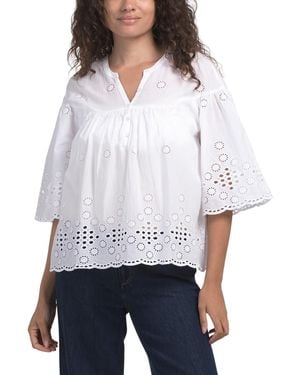TJ Maxx Gloria Flutter Top For Cotton - White