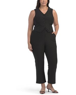 TJ Maxx Plus Scuba Stripe Pants And Vest Set For Spandex/Polyester - Black