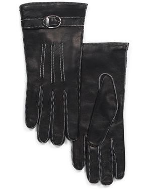 TJ Maxx Leather Gloves With 3 Cords Belt N Buck Contrast Stitch For Nylon/Leather/Wool - Black