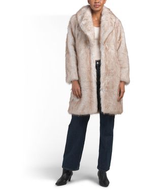 TJ Maxx Mid Length Faux Fur Coat With Oversized Collar, Polyester - Natural