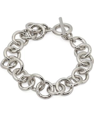 TJ Maxx Sterling Plated Round Hammered Link Bracelet - Metallic