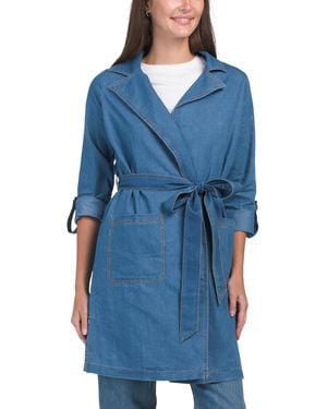 TJ Maxx Denim Trench Coat For Spandex/Cotton/Polyester - Blue