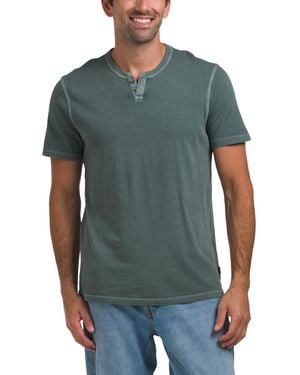 TJ Maxx Short Sleeve Worn Jersey Notched Shirt For Cotton - Green
