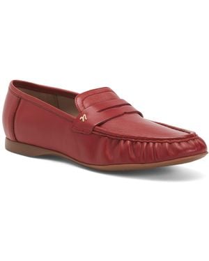 TJ Maxx Wide Leather Bloom Comfort Flats For Leather - Red