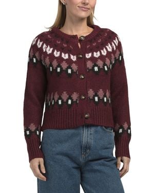 TJ Maxx Button Front Cardigan, Polyester/Acrylic - Red