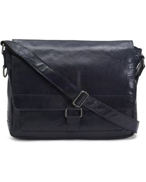TJ Maxx Buffalo Leather Voyager Hand Stained Full Size Messenger Bag For - Blue