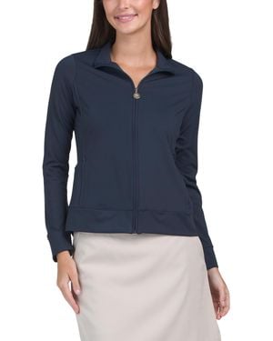 TJ Maxx Upf 50 Mock Neck Seamed Full Zip Jacket For Spandex/Polyester - Blue