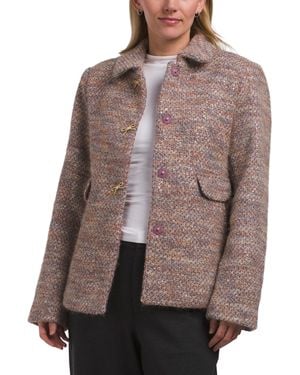 TJ Maxx Sequin Tweed Bow Button Jacket, Nylon/Polyester/Wool - Brown