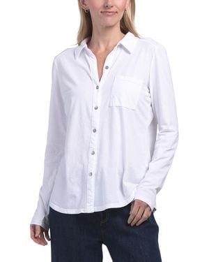 TJ Maxx Caroline Button Down T-Shirt For Cotton - White