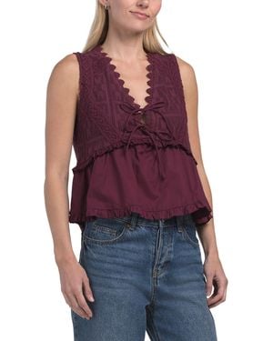 TJ Maxx Sleeveless Embroidered Blouse For Cotton